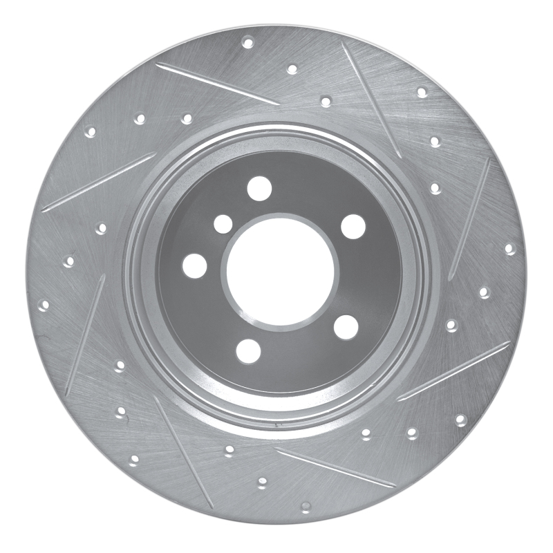 BMW X5 Brake Rotor (1) - Rear Left - R1 Concepts - Drilled & Slotted - Silver - `00-`06